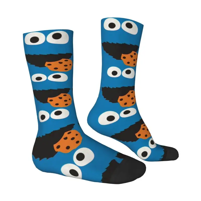 Custom Harajuku Cookie Monster Face Manga Socks Men Women Warm 3D Printed Sesame Street Sports Football Socks