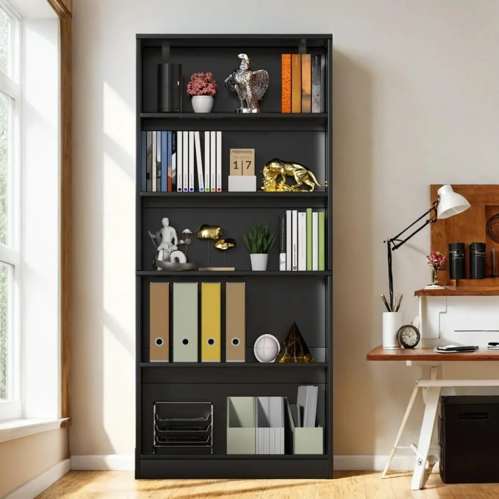 "Livros de madeira com 5 prateleiras de 71 polegadas de altura para sala de estar e escritório, 31,5 polegadas de largura x 70,87 polegadas de altura x 15,7 polegadas de profundidade"