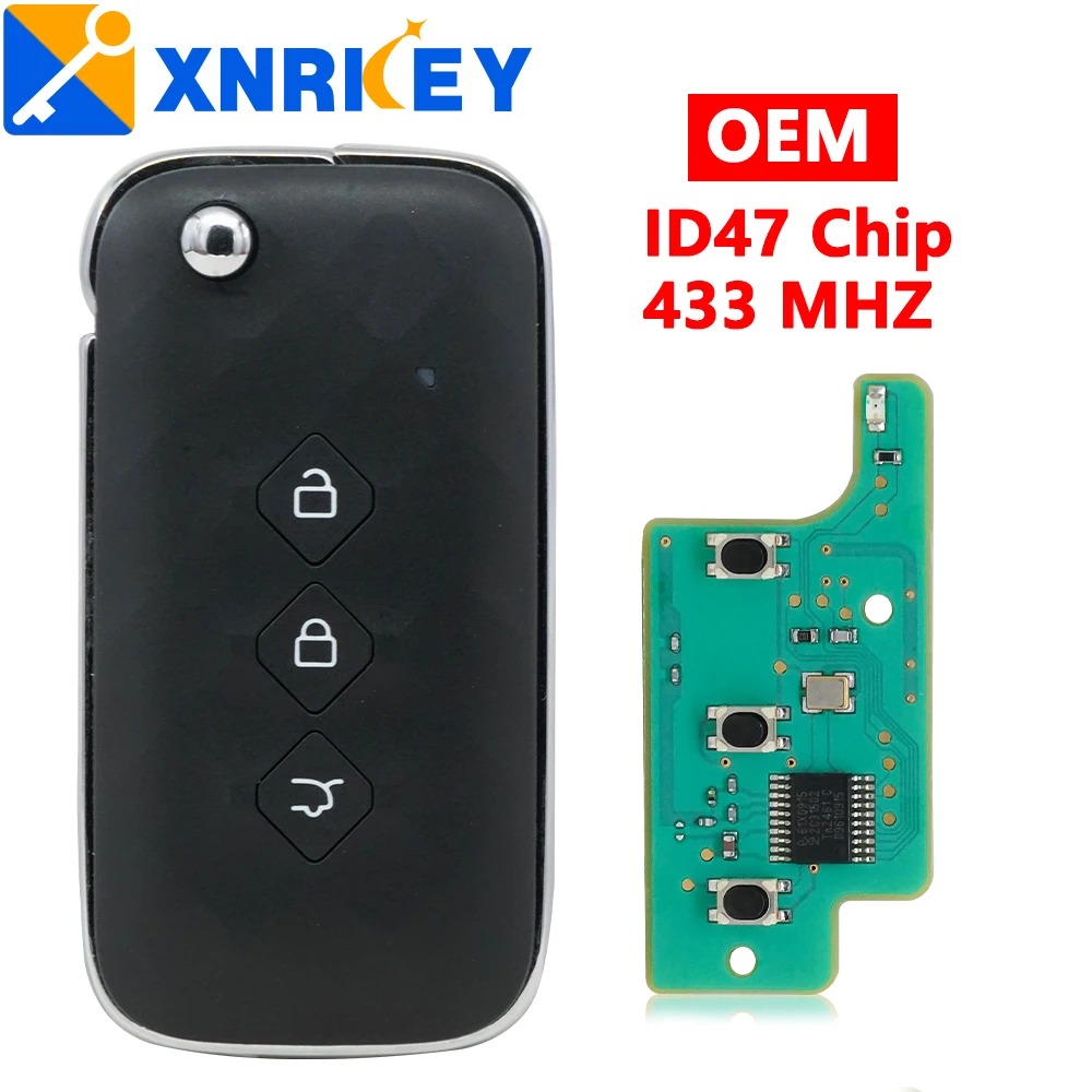 XNRKEY OEM Smart Remote Car Key FOB For Chevrolet Aveo 433Mhz FSK ID47 HITAG3 PCF7961X Chip Unlocked With Blade Cut Already