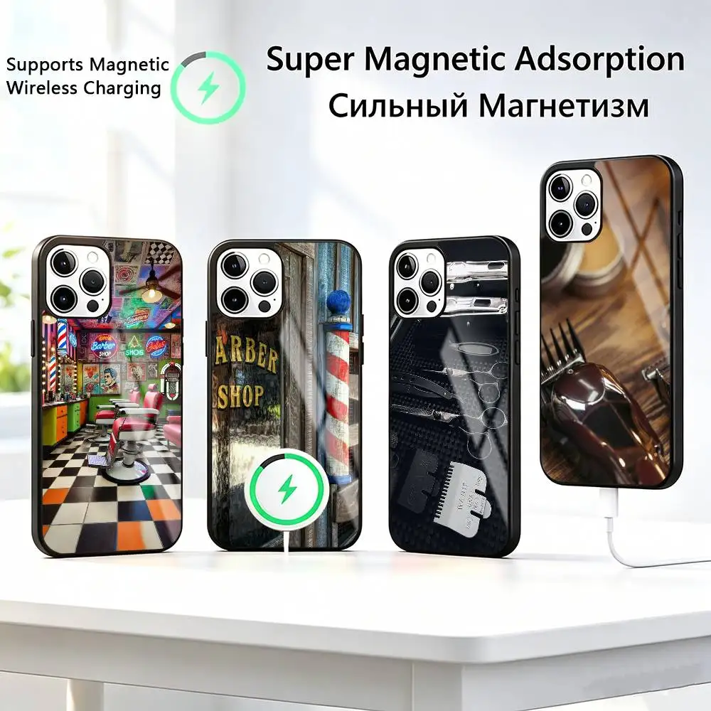

Barber Shop-p Hair Stylist-t Salon Phone Case For iPhone17,16,15,14,13,12,11 Plus,Pro Supports Magnetic Wireless Charging