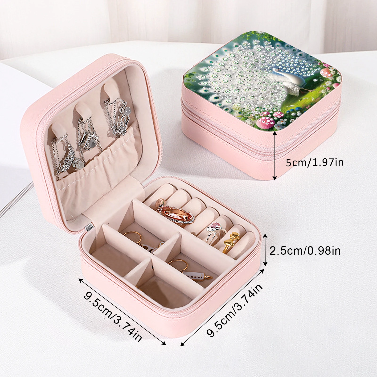 مجموعة صندوق تنظيم المجوهرات الماسية، صندوق مجوهرات DIY للبالغين من الأزهار والحيوانات، حقيبة مجوهرات محمولة لتخزين المجوهرات هدية #2