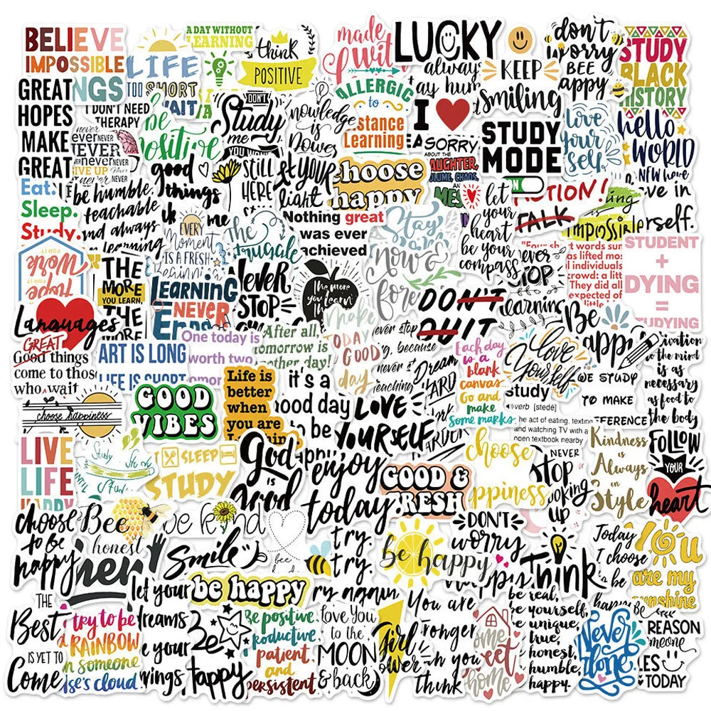 10/30/50/100PCS Motivational Quotes Sentences Phrases Graffiti Stickers Cartoon Decals Kids Diary Scrapbook Laptop Toy Sticker