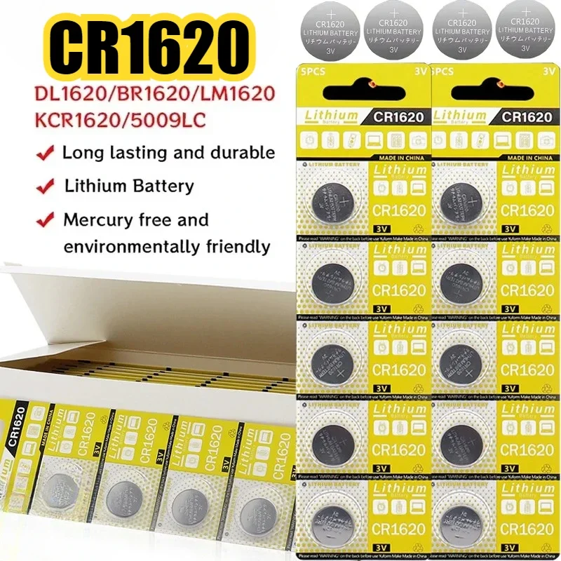 2-50PCS CR1620 3V Lithium Button Battery DL1620 BR1620 ECR1620 LM1620 CR 1620 KCR1620 30mAh Coin Cell Watch Calculator Batteries