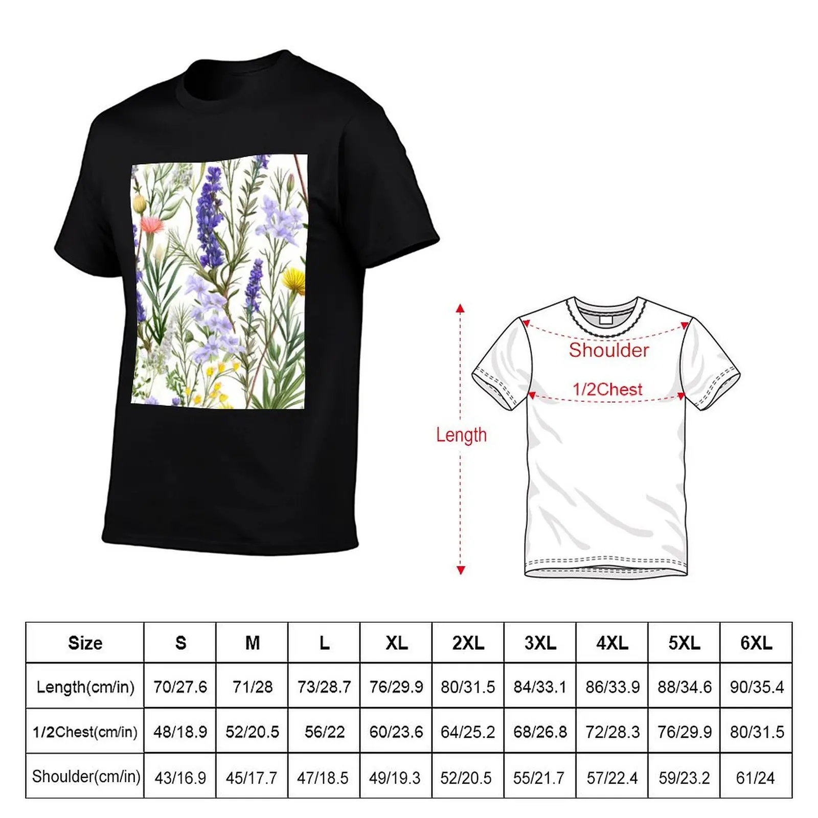 Aromatic Symphony: Organic Summers in Lavender and Herbs T-Shirt Holiday Casual Short Sleeve Top