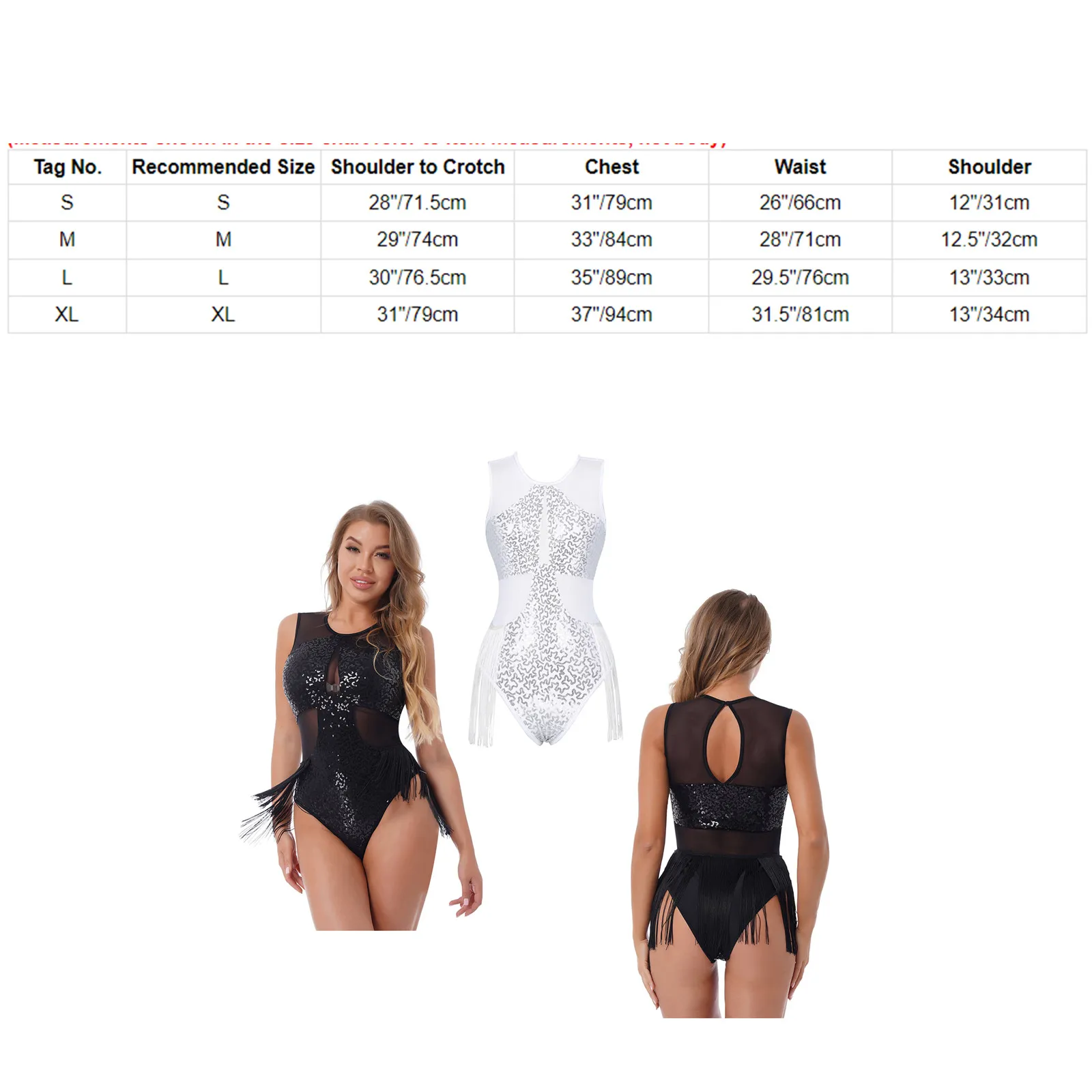 Sparkling Sequins Latin Jazz Dance Leotard Bodysuits Womens Fringed Latin Leotard Jumpsuits for Dance Performance Costumes