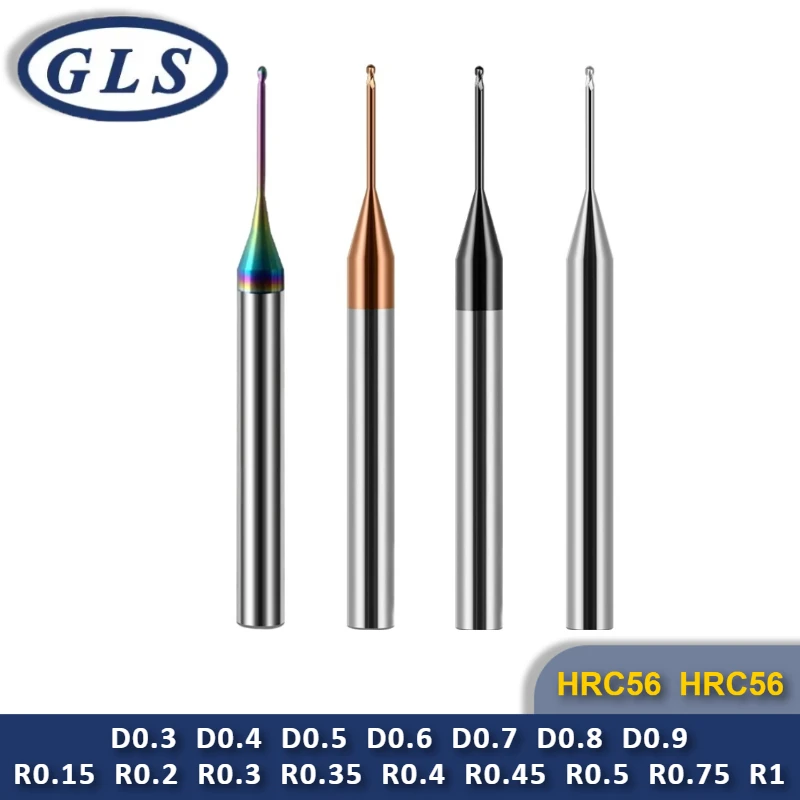 

HRC55 HRC65 Фреза с глубокими канавками Мини-концевая фреза с длинной шеей D0.3-D0.9 R0.15-R1 Твердосплавный инструмент с ЧПУ Удлиненное глубокое отверстие