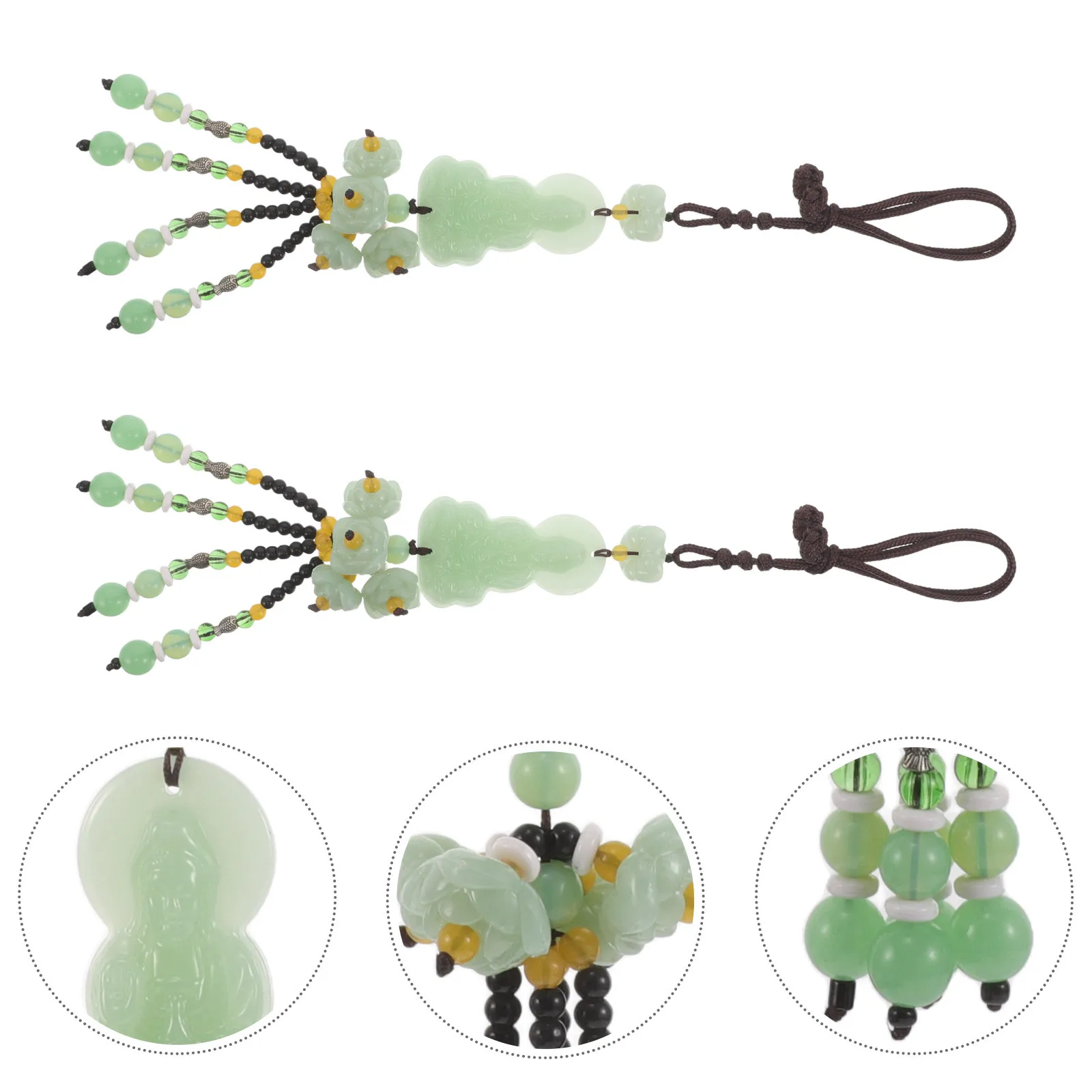 

2Pcs Car Rearview Mirror Pendant Chinese Style Hanging Guanyin Lucky Charm Auto Interior Decoration Accessories for Good Luck