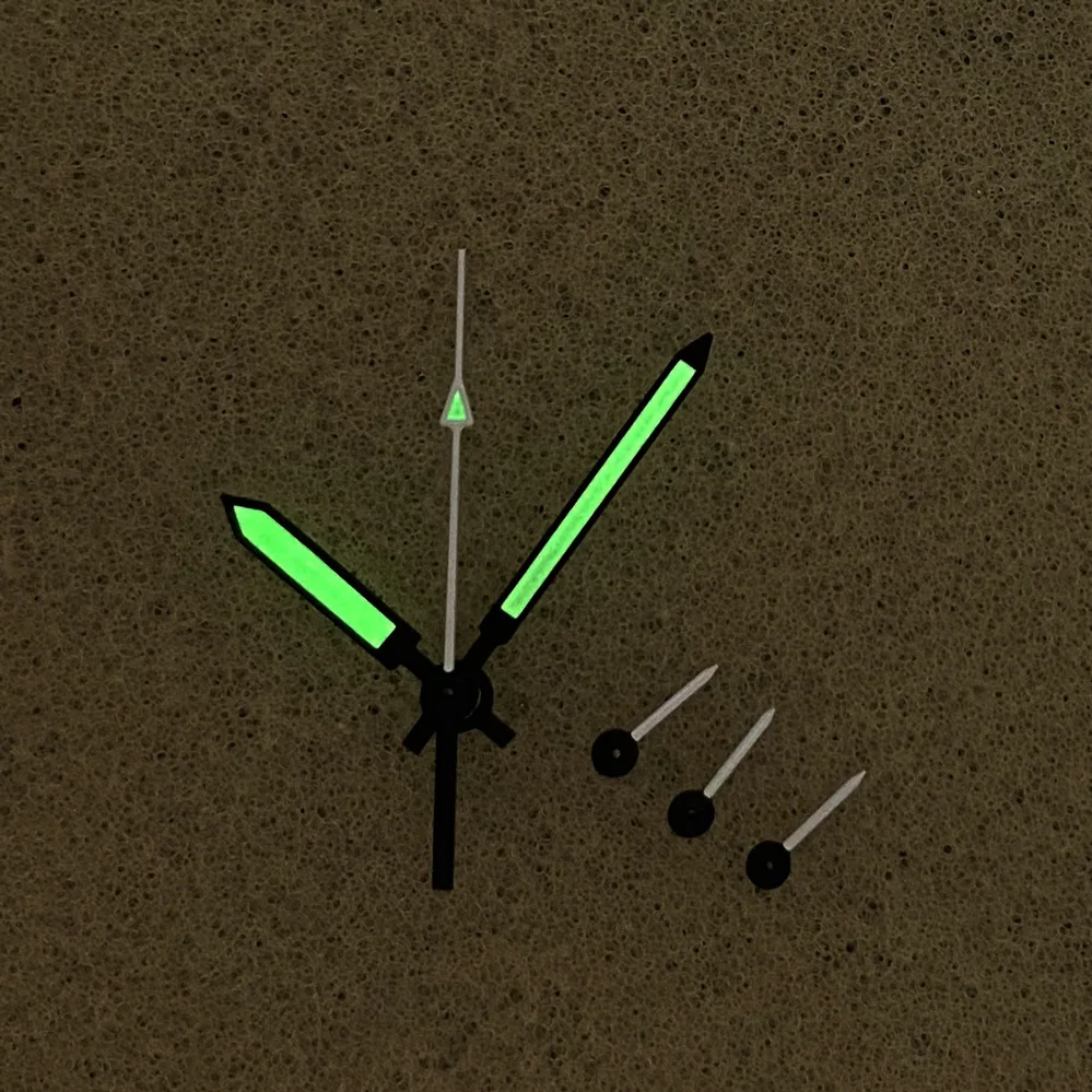 High Quality 6Pins VK63 Watch Hands White Black Hands Green Luminous Watches Pointers Fit VK63 VK63A Quartz Movement