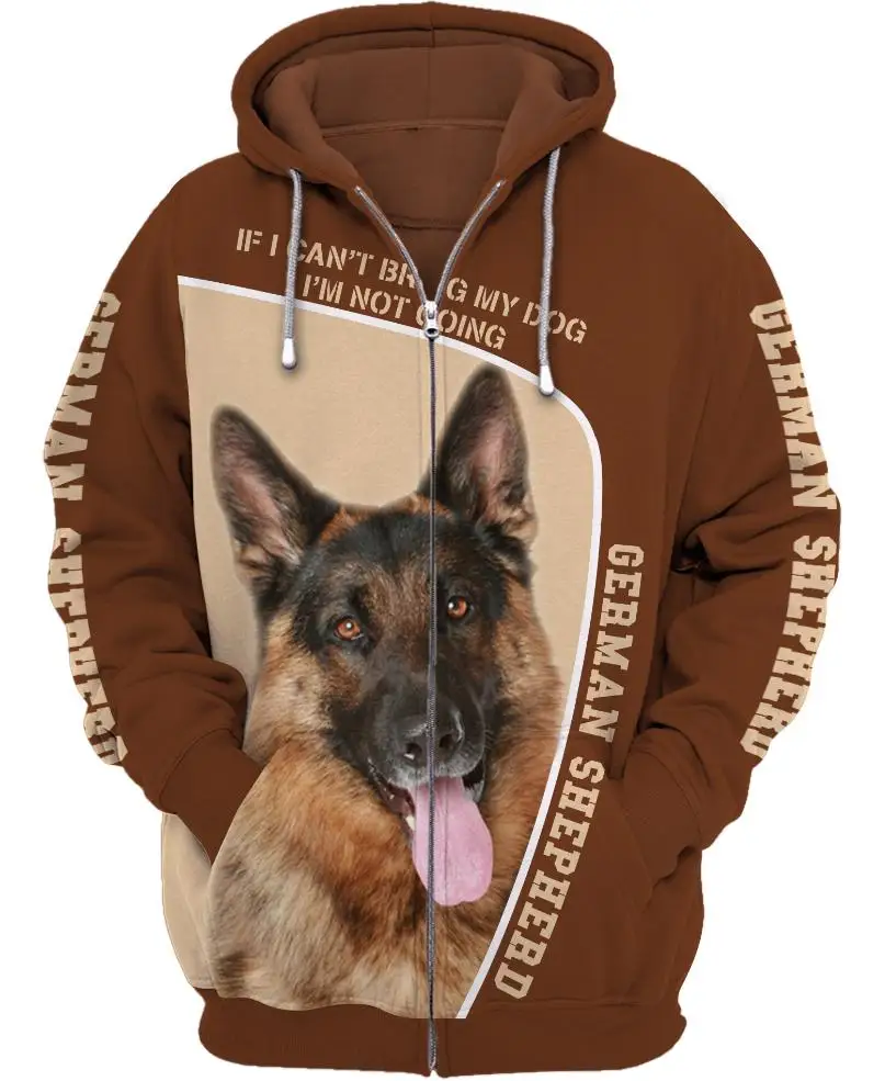 If I Cant Bring My Dog Im Not Going German Shepherd 3D Printed Hoodies Men For Women Zipper Hoodie Casual Street Tracksuit