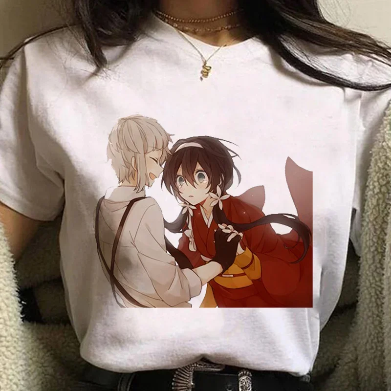 Bungo Stray Dogs Graphic Print T-shirt Women Harajuku Aesthetic White Tops Casual Tshirt 2021 New Summer Fashion Female T Shirt