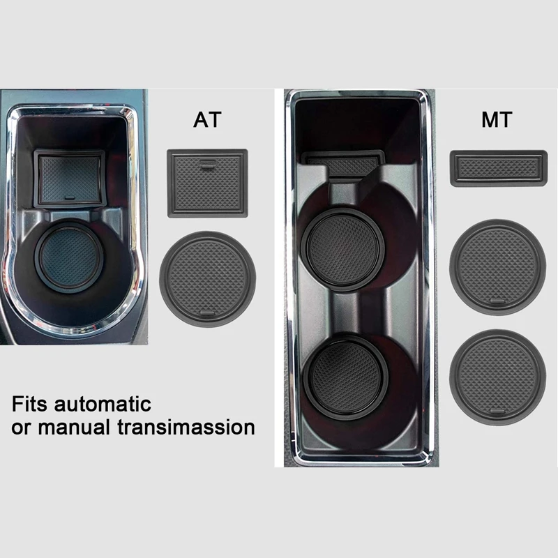 For Toyota Tacoma Accessories 2016-2021 Custom Liner Cup Holder, Console, And Door Pocket Inserts (Double Cab, Black)