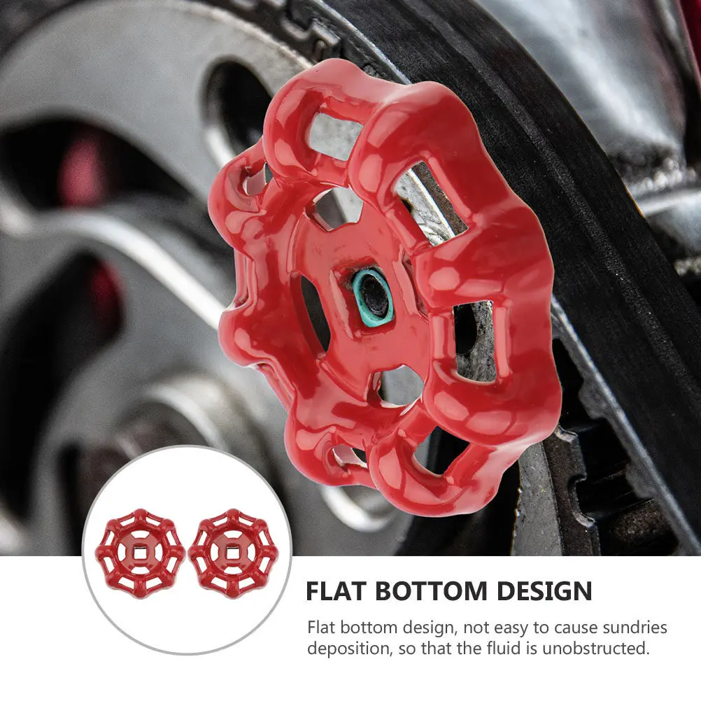 2Pcs Red Metal Gate Hand Wheels Cast Iron Shutoff Handles for Water Fitting Ball Valve Tubes Easy Open Close Flat Bottom Design