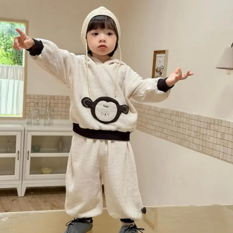 2026 Autumn New Baby Long Sleeve Clothes Set Boys Girls Hooded Cartoon Sweatshirt + Pants 2pcs Suit Toddler Cotton Outfits