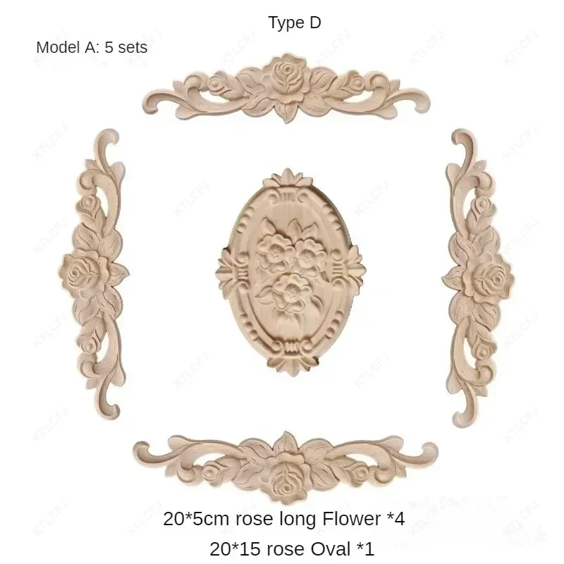 European Decal Furniture Carved Decorative Accessories Round Door Flower Solid Wood Carving
