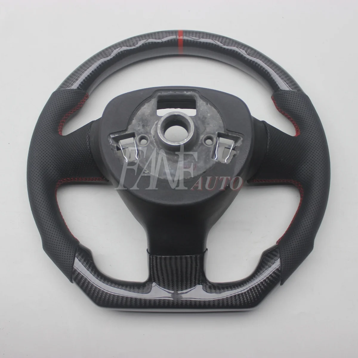 Custom Replacement for VW Volkswagen Polo MK4 2006-2009 Real Carbon Fiber Steering Wheel with Leather view 6