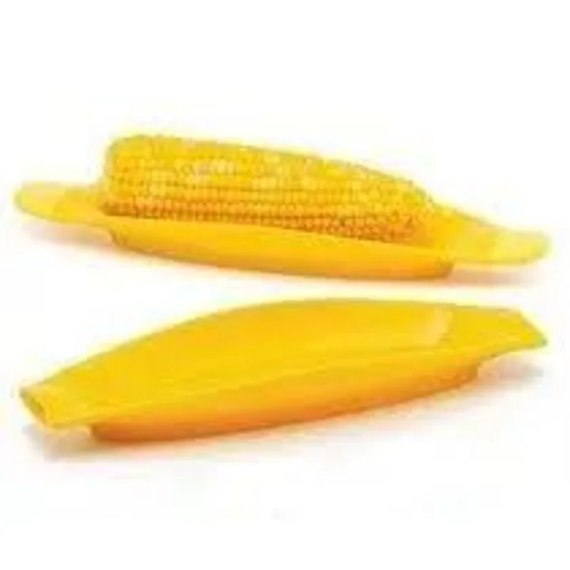 BBQ Essential Yellow Corn Cob Plates - Chef Craft Select 2-Piece Durable Plastic Corn Holders, Perfect for Grilling, Outdoor Cookouts and Picnics