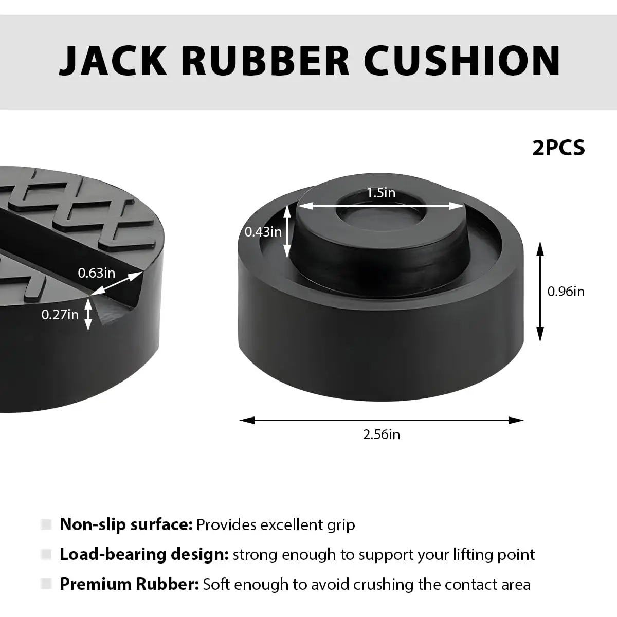 Universal Trolley Floor Rubber Jack Disk Rubber Pad for Pinch Weld Side,Slotted Frame Rail Pinch Welds Protector for Floor Jack