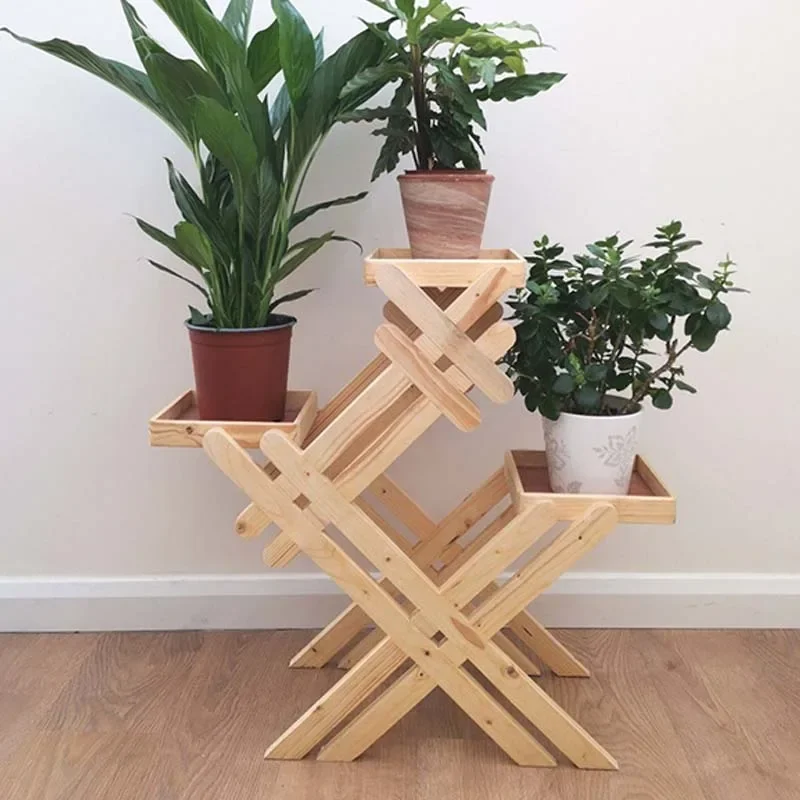 Single plant stands indoor Plant Display Shelves Indoor modern retro stand Wooden Three Pot plant stand indoor