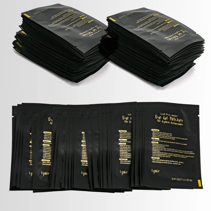 50Pairs Black Eye Patches Eyelash Extension Under Eye Pads Makeup Lashes Patch Tip Stickers Pads For Eyelash Extension UV Pads