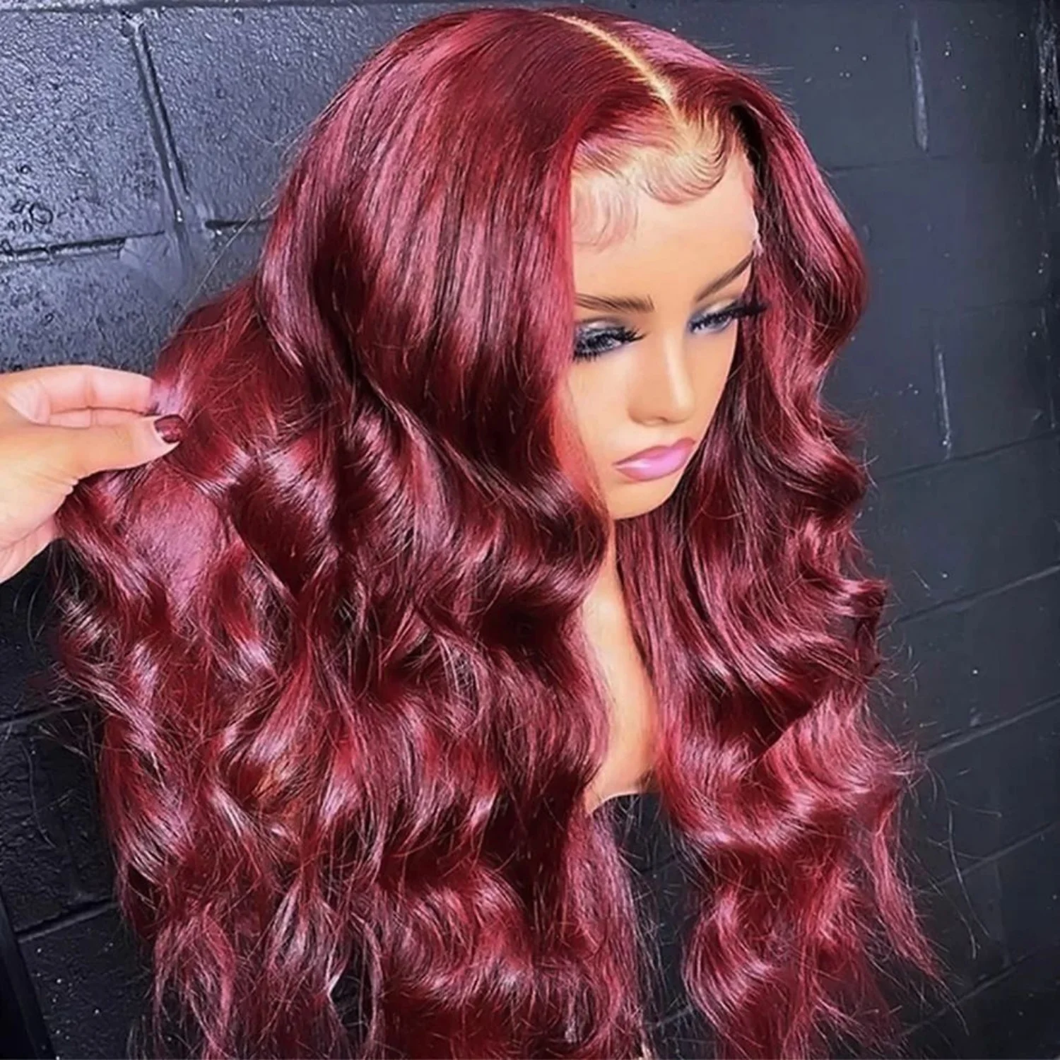 

99j Burgundy 13x6 HD Lace Frontal Human Hair Wig Body Wave 200 250 Density 30 40 Inch Red Colored Lace Frontal Wigs Brazilian