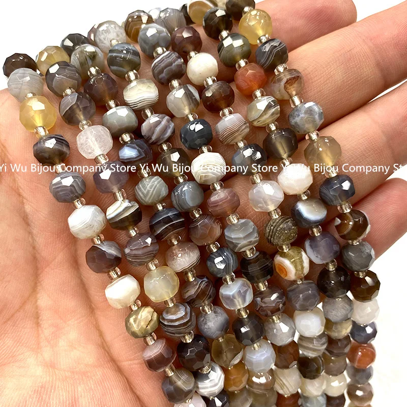 Natural Stone Beads Persian Agate 6x8MM Faceted Wheel Rondelle Gem Spacer Bead for Jewelry Making DIY Bracelet Accessories