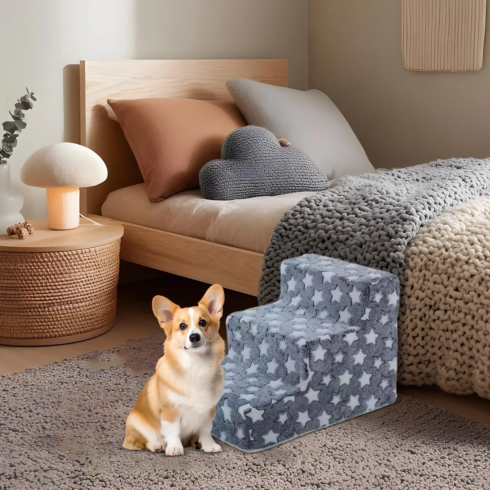 3 Steps Climb Stairs for Small Dog Cat Ramp Ladder Anti-slip Detachable Staircase Balanced Climbing Pet Ramp for Sofa Bedroom