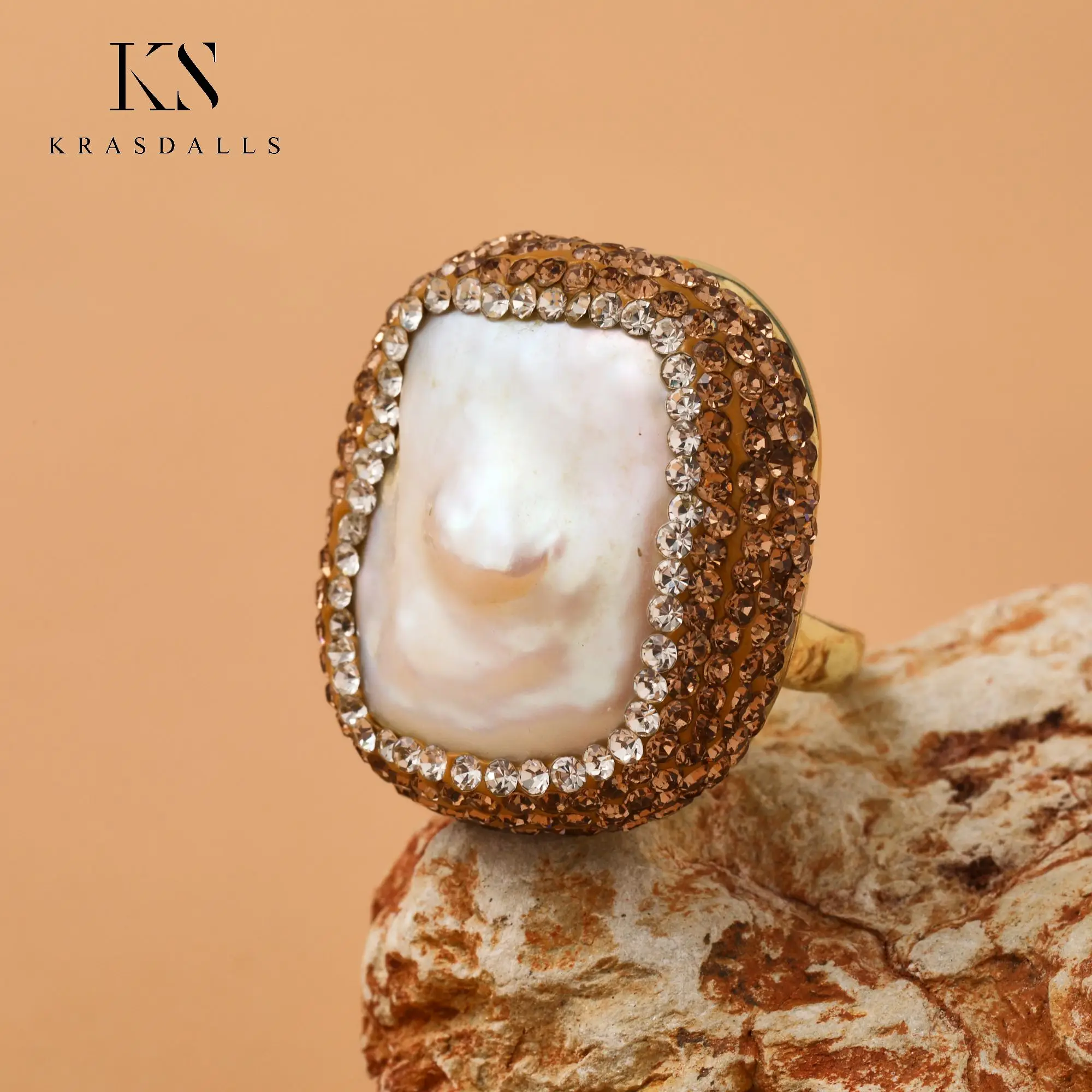 

Natural Irregular Baroque Pearl Rings Elegant Jewelry Gold Ring Women Wedding Gift