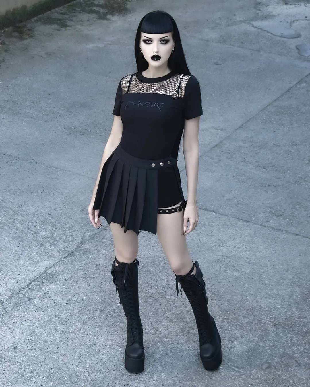 Gothic Skirt Dark Style Pleated Punk Irregular Fake Two-piece Leggings Ring Skirt Pants High Waist A-Line Harajuku Mini Skirts