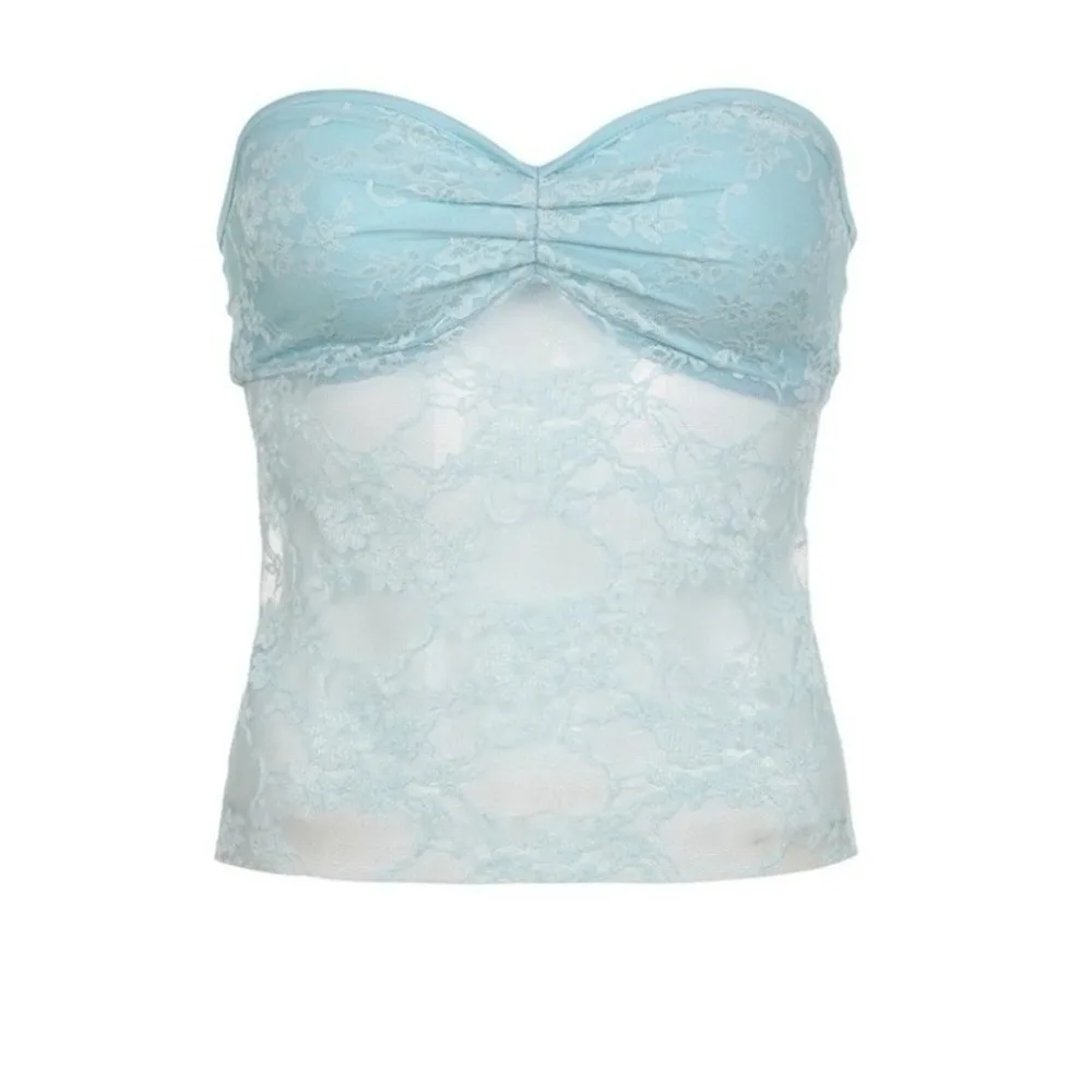 シックなスリムフィットレースブラキャミソールストリートウェアスイートブラレットクロップトップス透明チューブトップ女性用