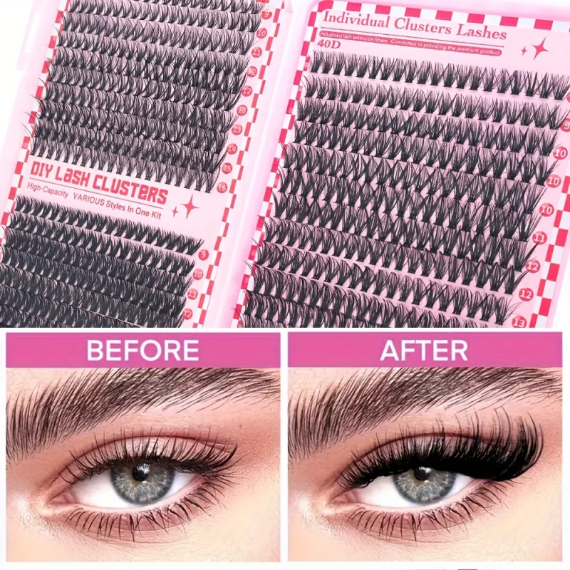 740 قطعة/280 قطعة الرموش الصناعية 304050D سعة كبيرة رمش مجموعة كتب مع فرشاة الغراء الملقط إزالة أدوات تطعيم السائل