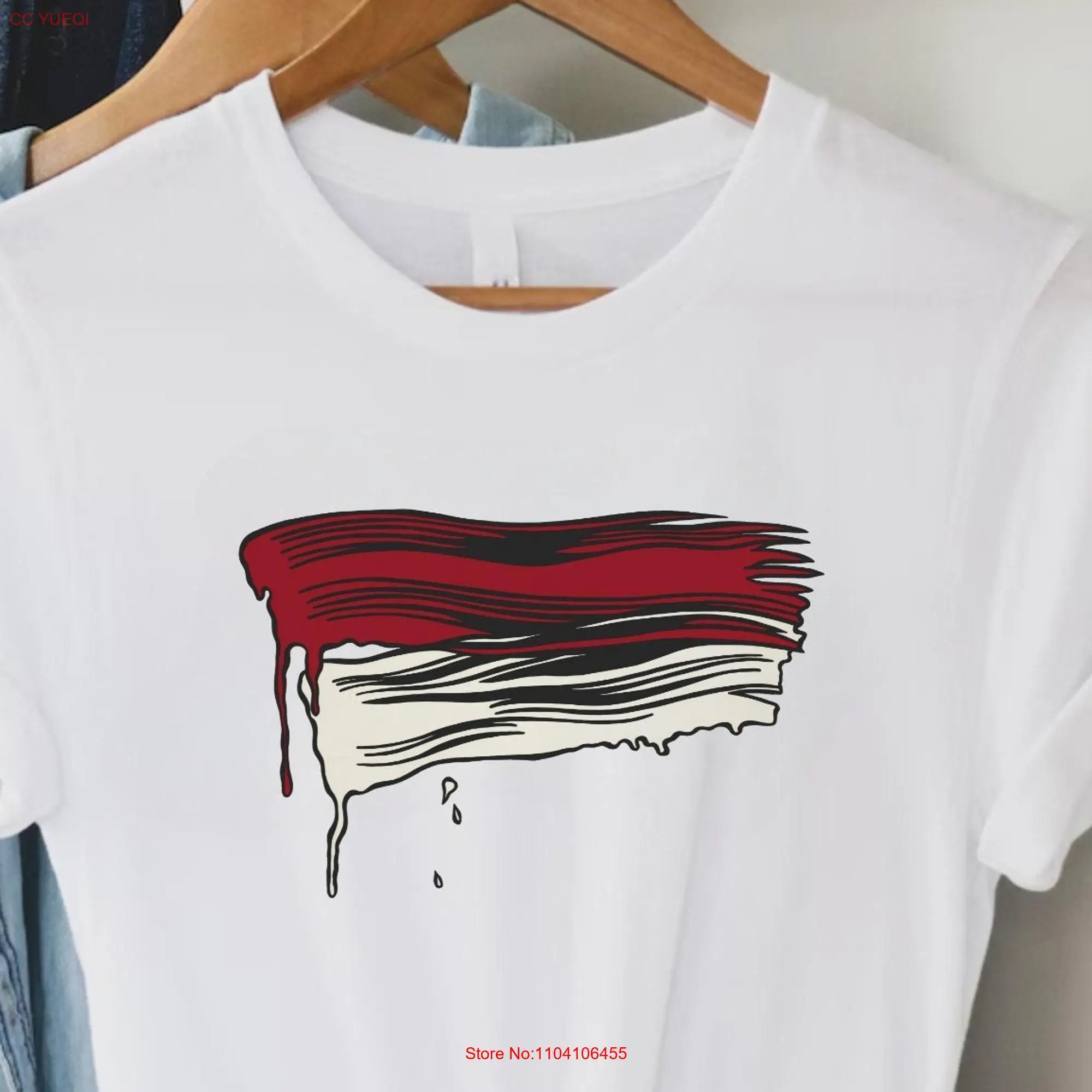 Pop ArT T Shirt Comics Lichtenstein Print Brush Stroke long or short sleeves