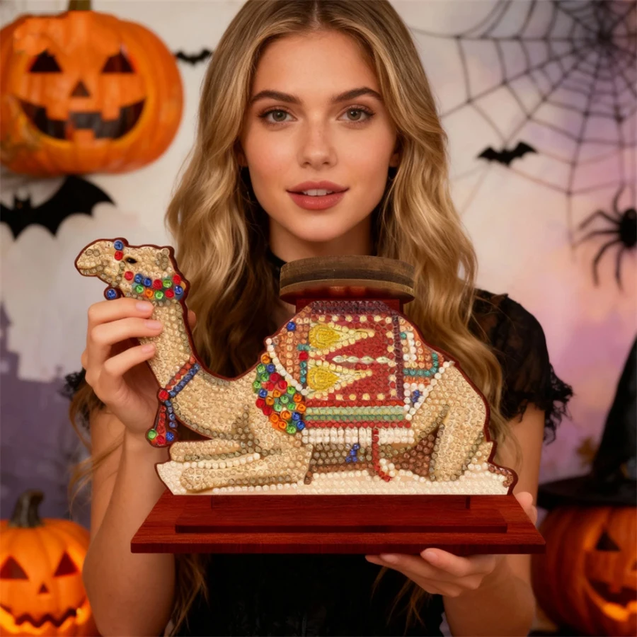 

Camel Tabletop Candlestick Holder Ornaments Aromatherapy Candle Holder 5D DIY Diamond Art Mini Candle Holder for Home Decor