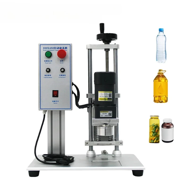 

Commercial electric metal cap plastic bottle glass bottle screw cap machine