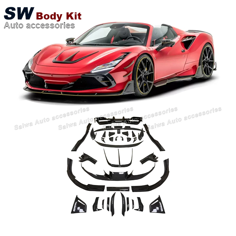 High Quality Carbon Fiber MSY Style Body Kit For Ferrari F8 Upgrade Modification Aerodynamic Kit Front Bumper Lip Auto Parts