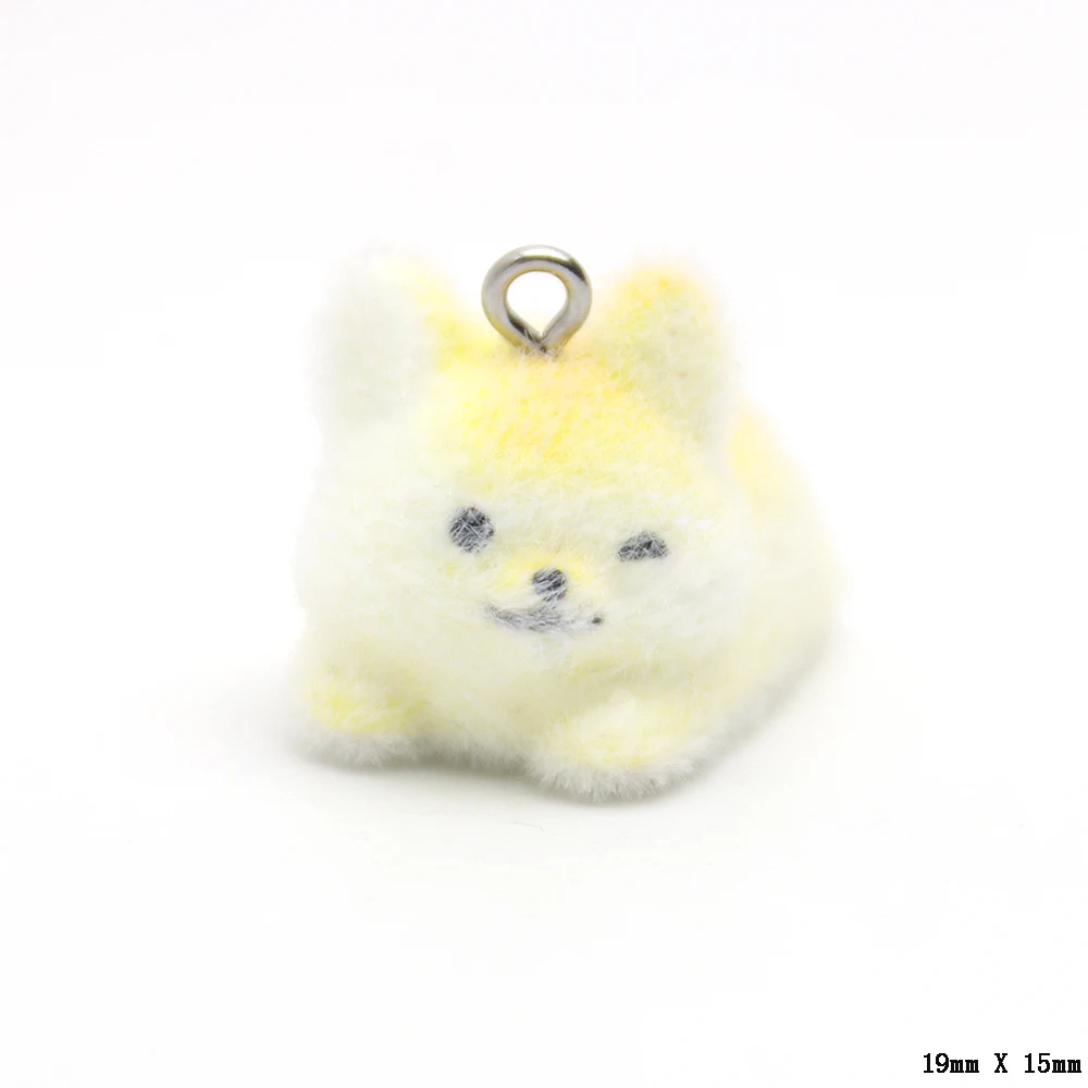 30 PCS 3D Flocking puppy Charms Plush Dolls Pendants  for Necklace Keychain Jewelry Making DIY Handmade Accessories Wholesale