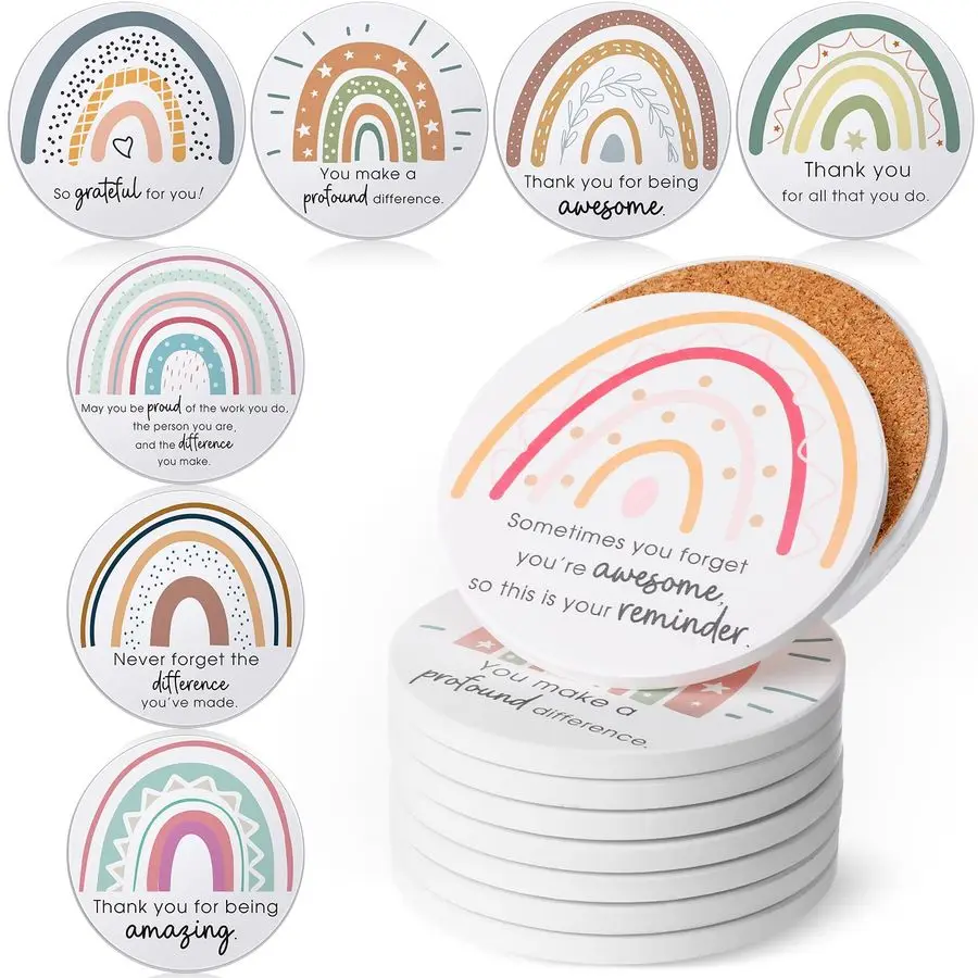 

Набор из 24 керамических впитывающих подставок для напитков с пробковой основой, милые влагопоглощающие коврики для чашек, подарки для дома