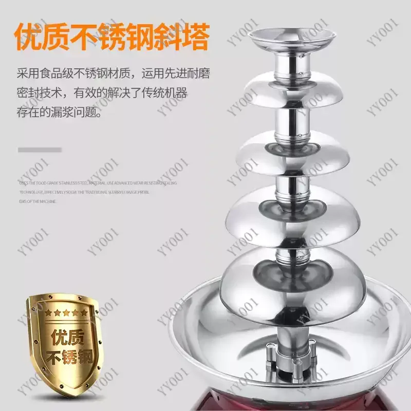 5 Tier Electric Chocolate Waterfall Stainless Steel Heating Commercial Chocolate Fountain 220V