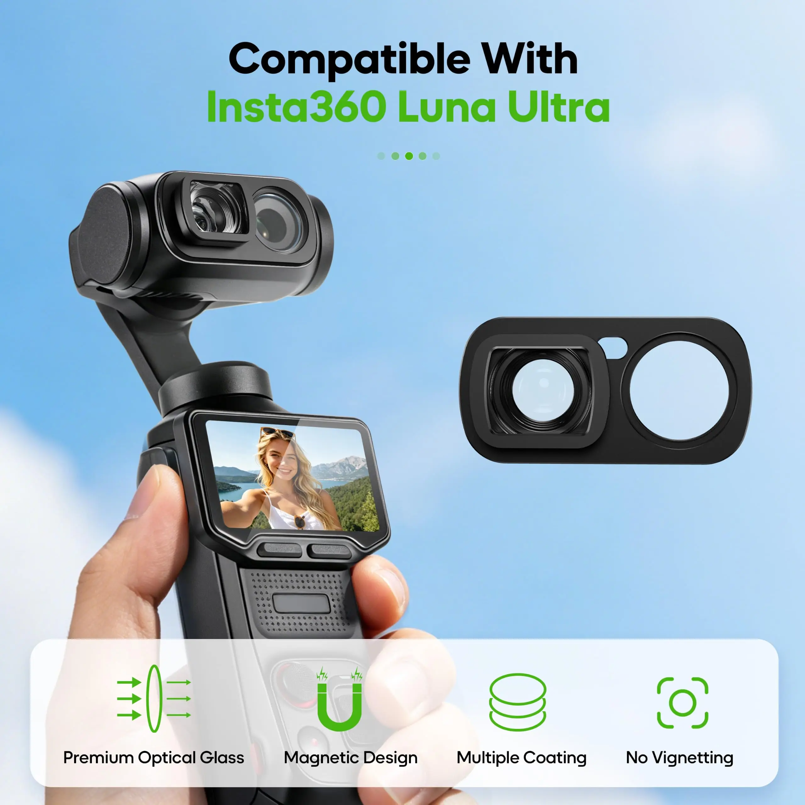 Wide Angle Lens for Insta 360 Luna Ultra Accessories High-Definition Optical Glass Lenses Lens Filter for Insta360 Luna Ultra