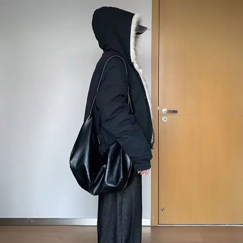 Autumn Winter Warm Plus Velvet Jacket Women American Vintage Hooded Short Outwear Female Casual Loose Plush Neck Cotton Coat