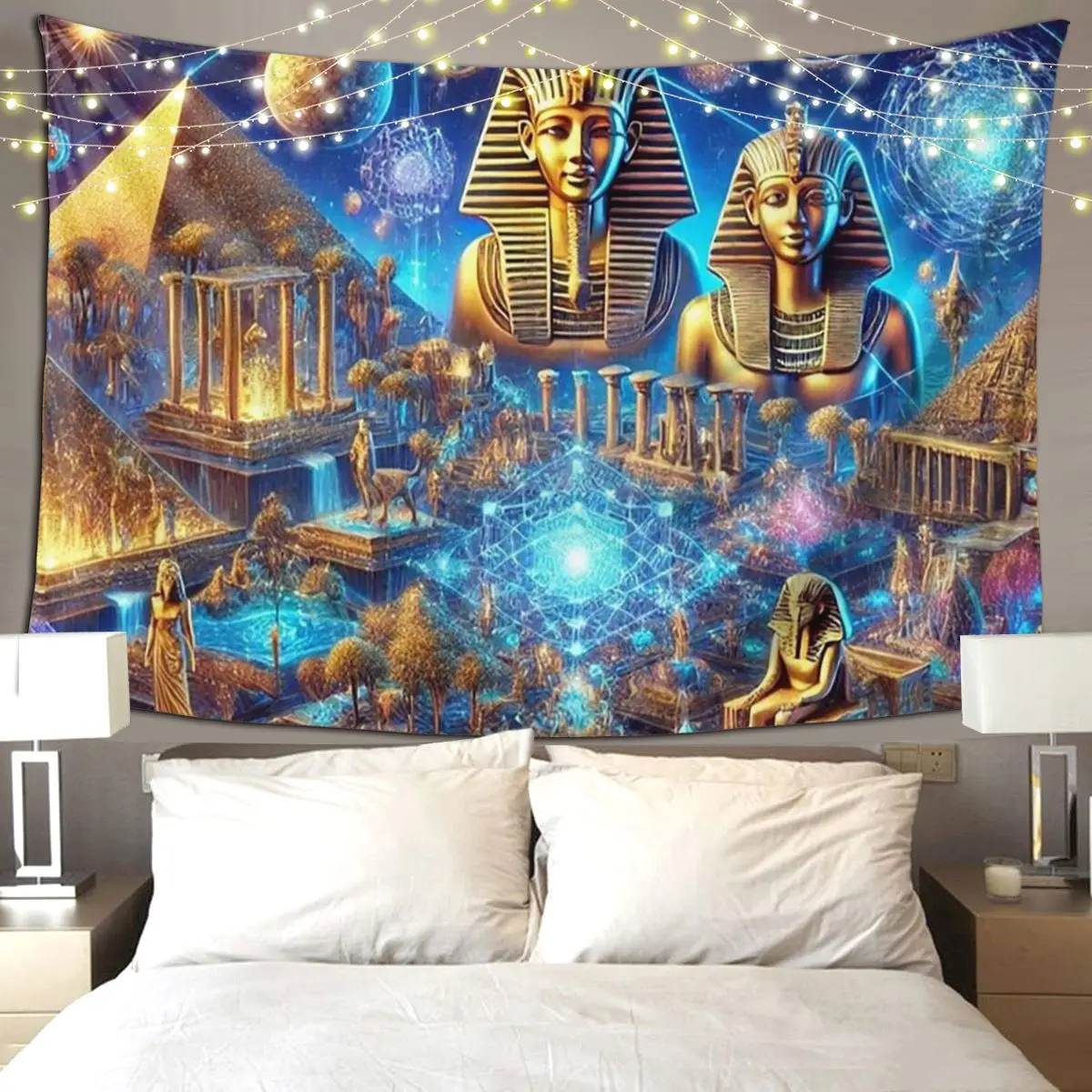 Divine Egypt The Futuristic Dream Reality Tapestry Funny Wall Hanging Aesthetic Home Decoration Tapestries for Bedroom Dorm Room