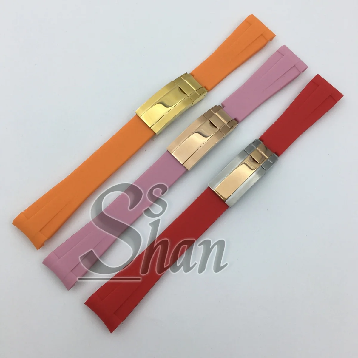 20mm Curved Silicone Watch Strap with Stainless Steel Folding Clasp, Multi-Color Rubber Replacement Strap for 40mm Watch Case