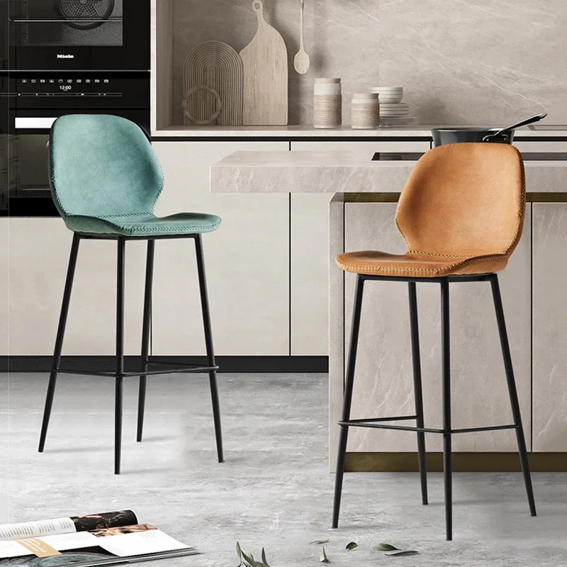 Sillas de Bar de diseño marrón verde azulado, sillas de Bar nórdicas de moda de calidad para sala de estar, Taburete minimalista moderno, muebles para el hogar