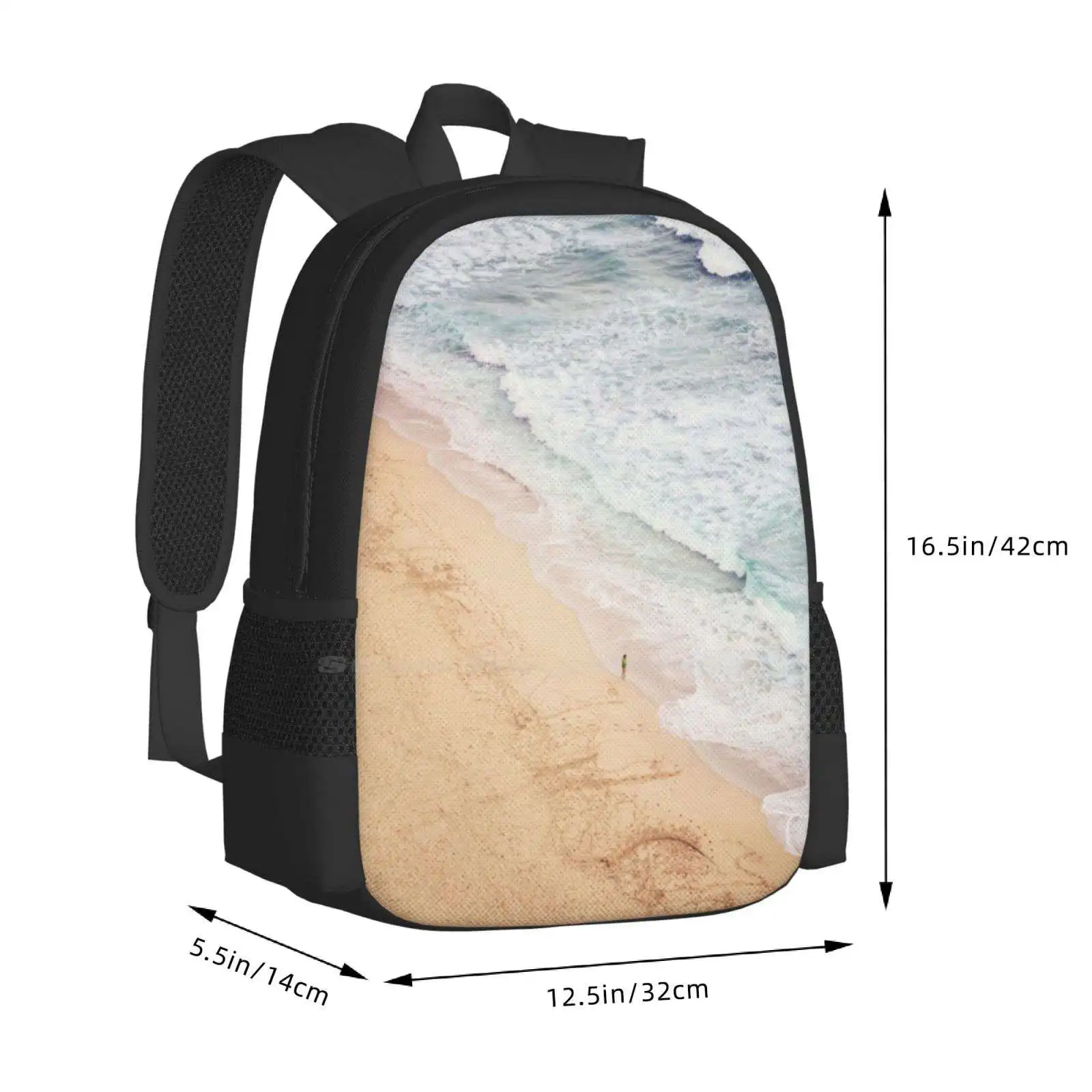 View Of Pedn Vounder. Teen College Student Backpack Pattern Design Bags Seascape Beach Sandy Uk Cornwall Pedn Vounder Lone