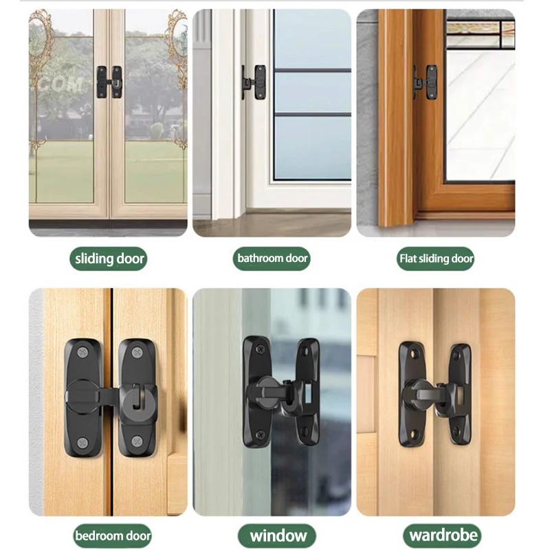 90/180 Degree Alloy Latch - Flip Gate Latches Baby Safety Latches Heavy Duty Barn Door Locks Home Security Sliding Door Latch