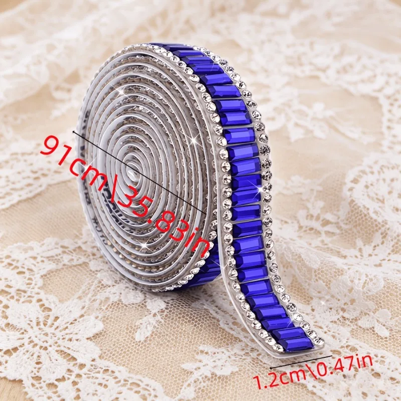 Self Adhesive Rhinestone Trim Roll, Crystal Diamond Ribbon Tape With Backing, Sparkly Bling Wrap Strip For Gift Box Packaging - view 4