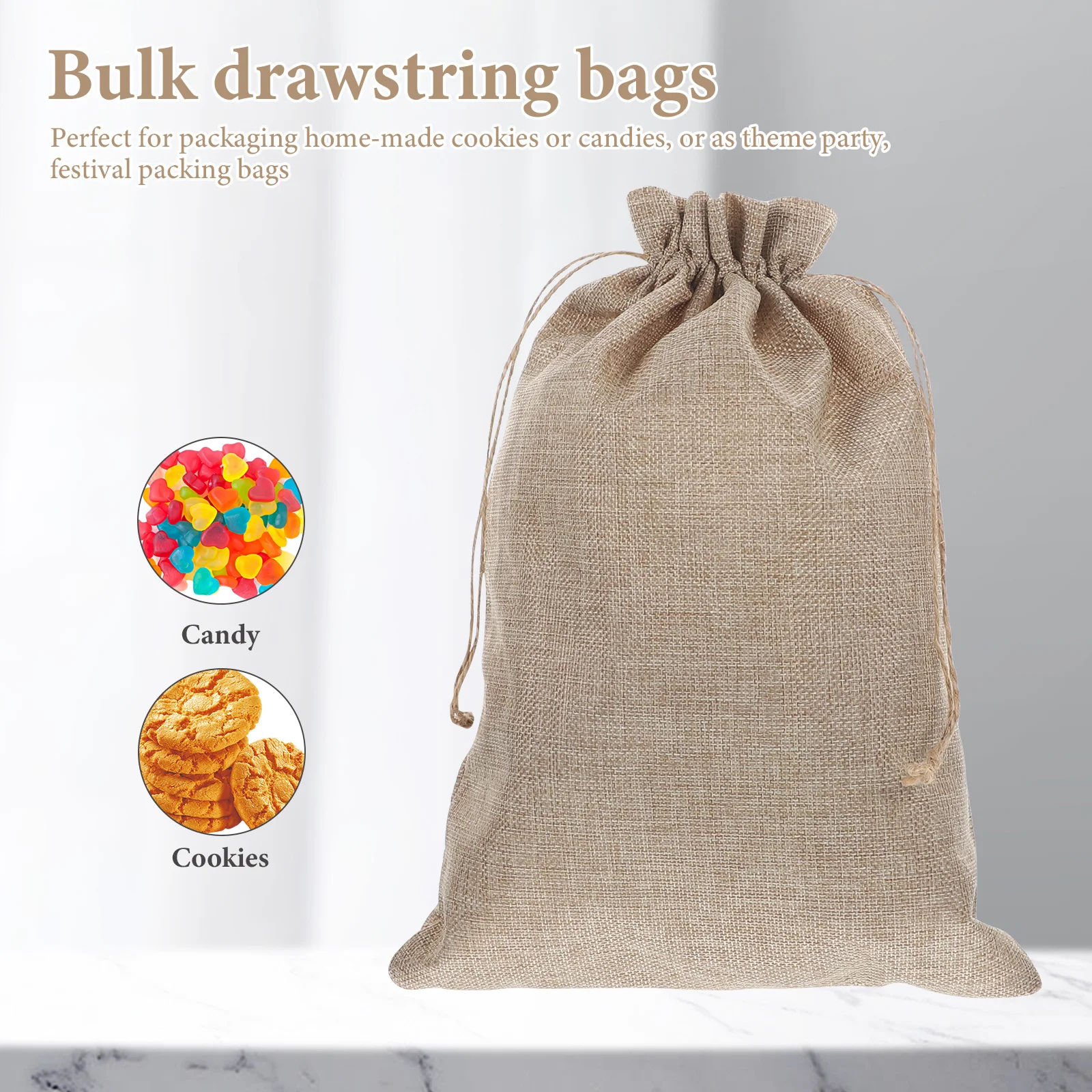 

10Pcs Drawstring Gift Bags Burlap Large Capacity Elegant Pouches for Presents Wedding Favors Holiday Candy Snacks Storage Carry