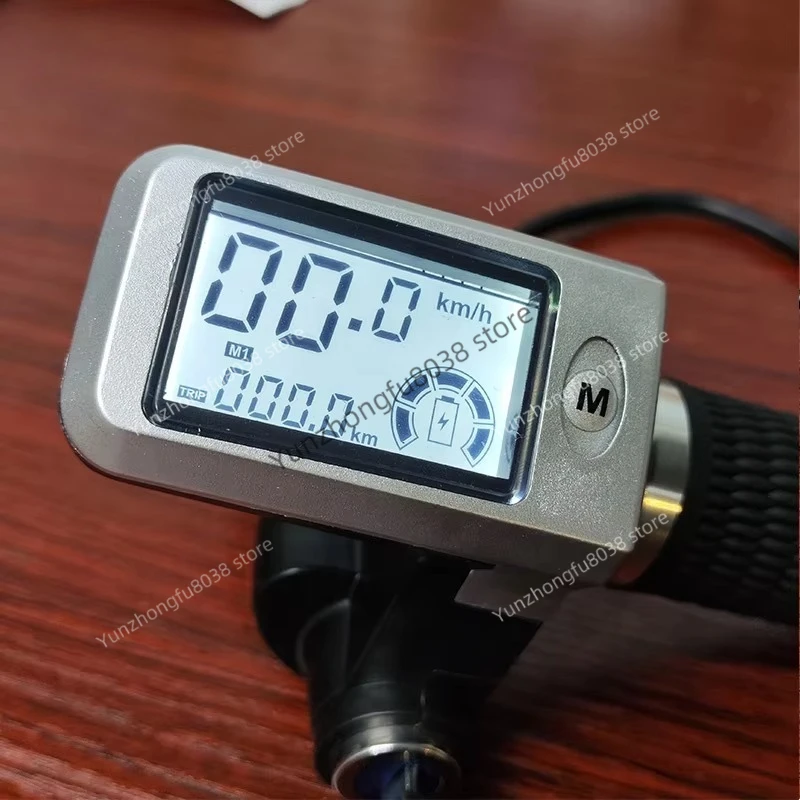 Electric Scooter Bicycle LCD Screen Throttle Handlebar Accelerator with Speed Voltage Mileage 3 Speed Key Lock Function