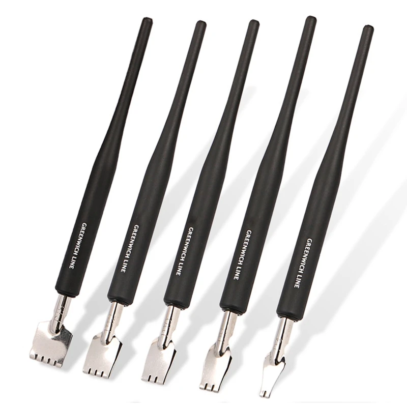 6 ชิ้นการประดิษฐ์ตัวอักษรชุดปากกาปากกาพลาสติกจับ 5 Nibs ต่างๆสำหรับโรงเรียน Gothic Letter การเขียนการเขียน DIY Art Supplies