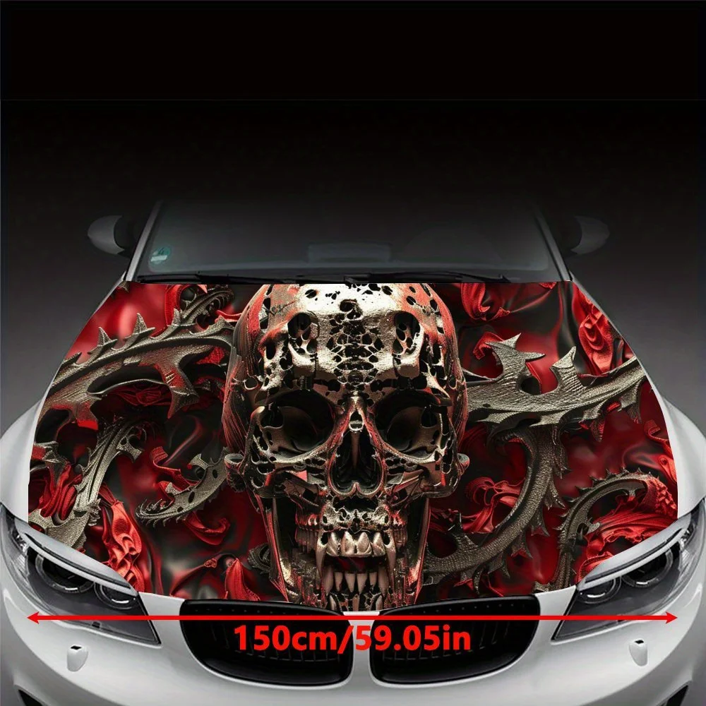 Dark Style Black Skull Skeleton Car Hood Wrap Color Vinyl Sticker Truck Graphic Bonnet Auto Accessories Decoration Decal Gift