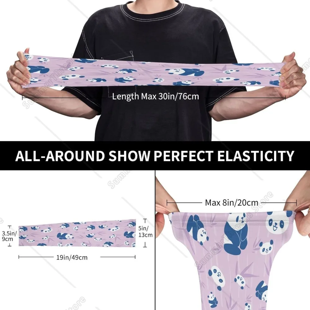 Bonito panda braço de bambu anti-uv jardinagem fazenda mangas de seda gelo antiderrapante tatuagem braço manguito para homem e mulher